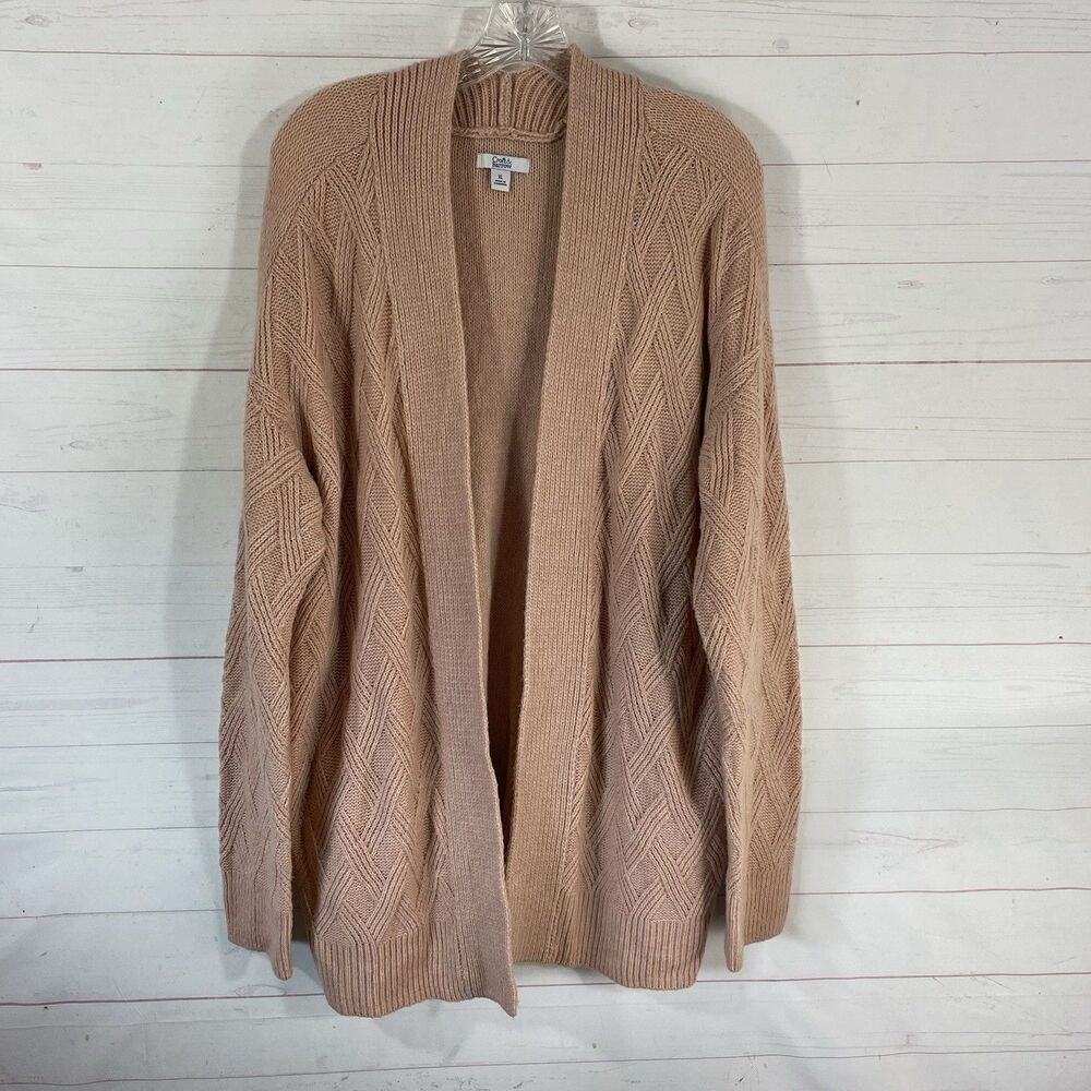 Croft & Barrow Womens Open Front Cardigan Sweater XL Pink Pockets Acrylic Blend